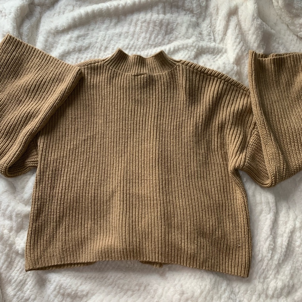 Mock-Necked Flared Sleeve Sweater
